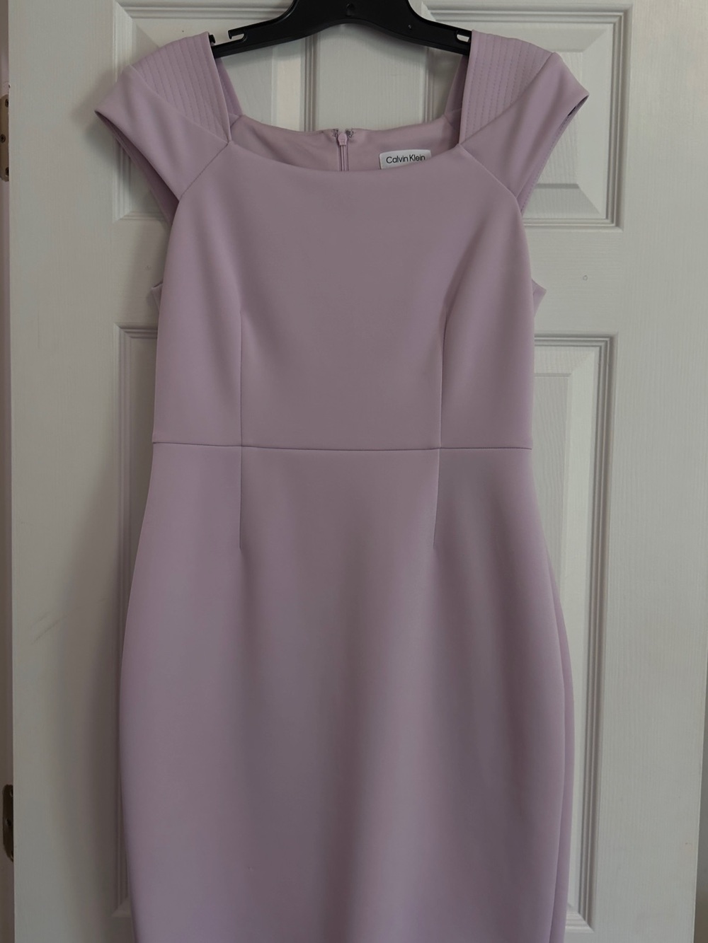 Calvin Klein Lilac Cap-Sleeve Midi Sheath Dress